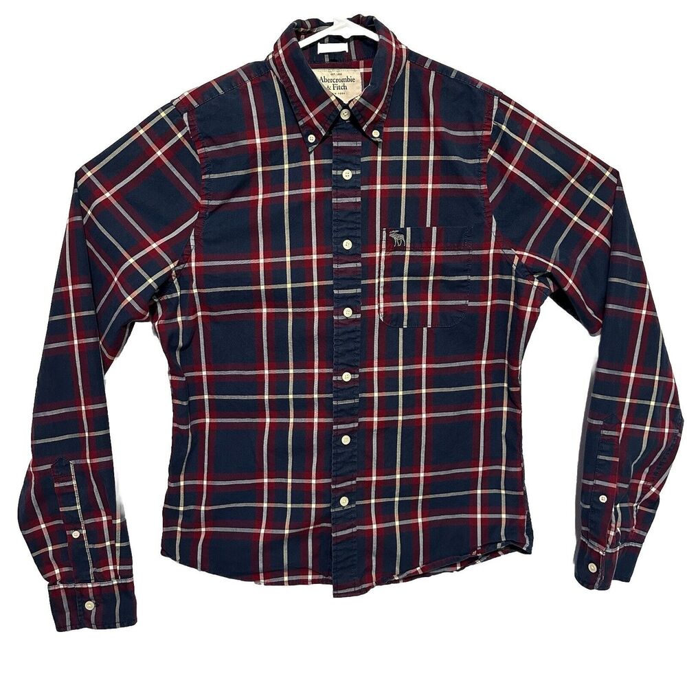 Abercrombie‎ & Fitch Plaid Dress Shirt Muscle Fit Button Up Casual Mens Xl